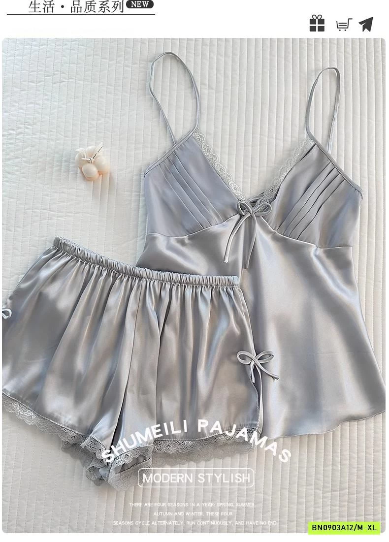 BỘ NGỦ LỤA 2 DÂY VIỀN REN