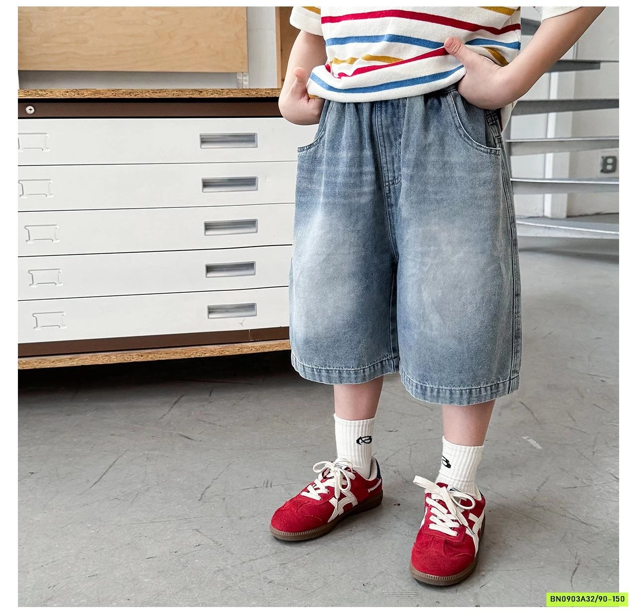 SHORT JEANS BẠC GỐI BASIC AX6038 AOAOKIDS