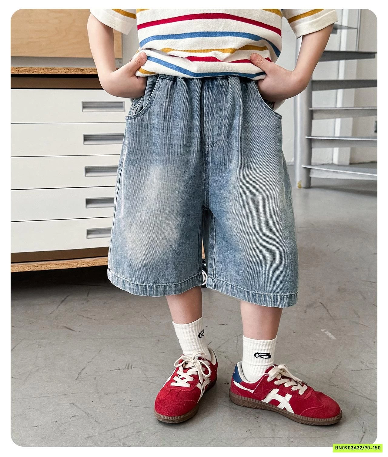 SHORT JEANS BẠC GỐI BASIC AX6038 AOAOKIDS