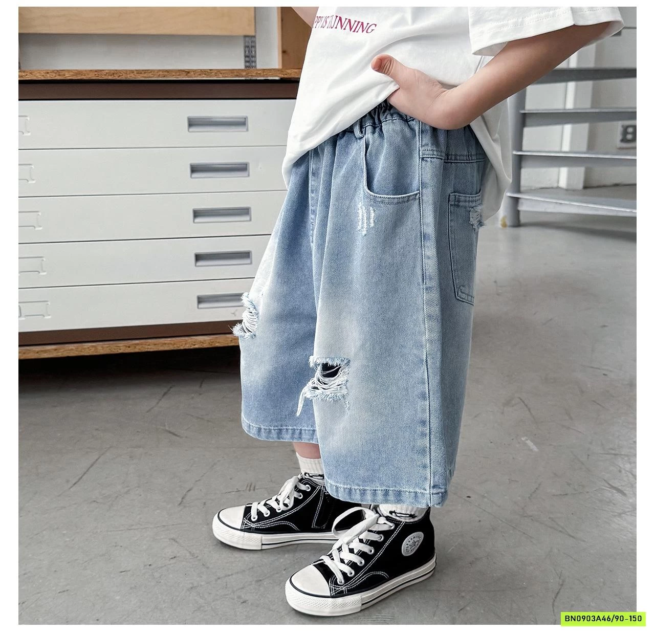 SHORT JEANS RÁCH GỐI AX6065 AOAOKIDS