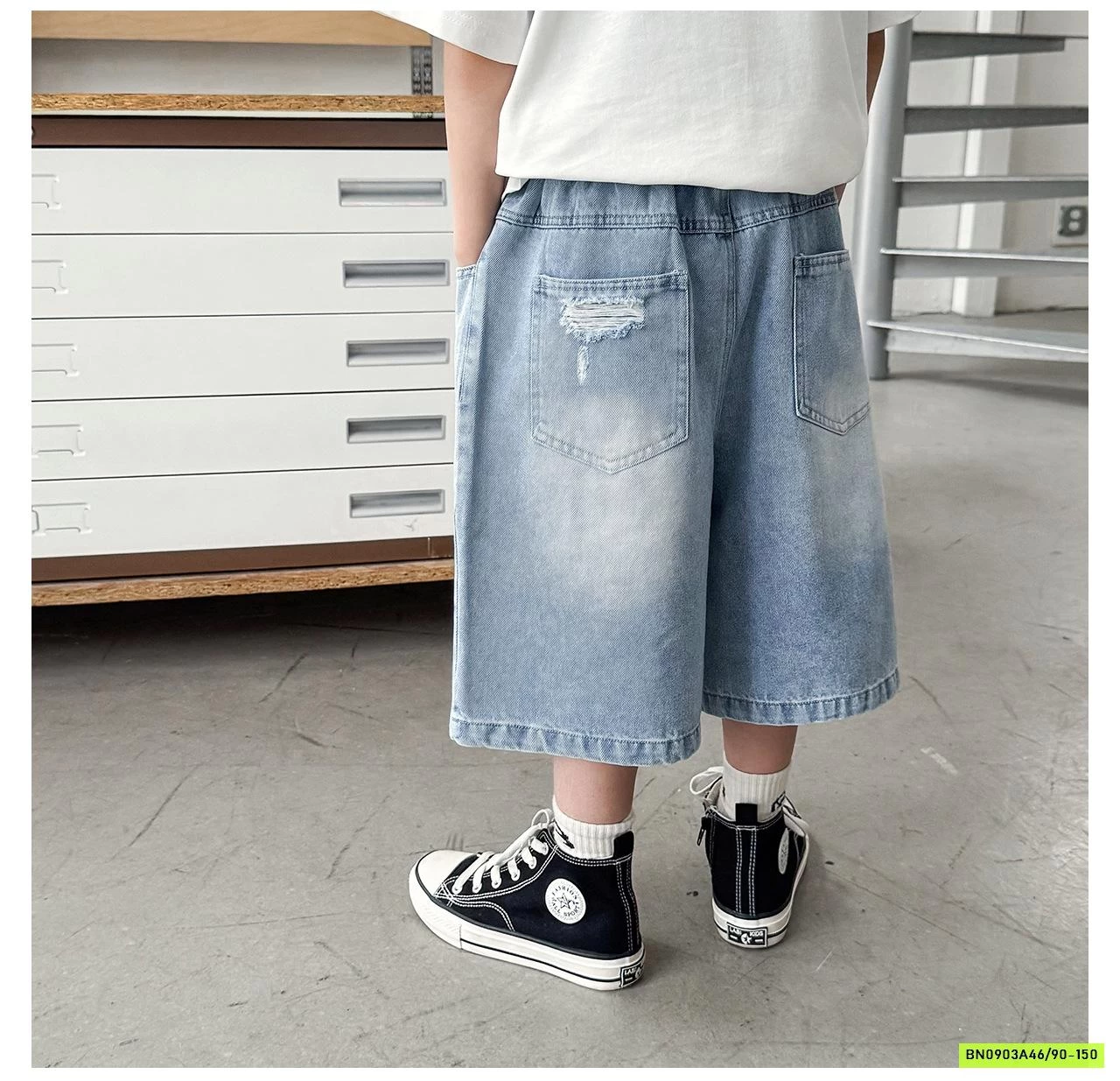SHORT JEANS RÁCH GỐI AX6065 AOAOKIDS
