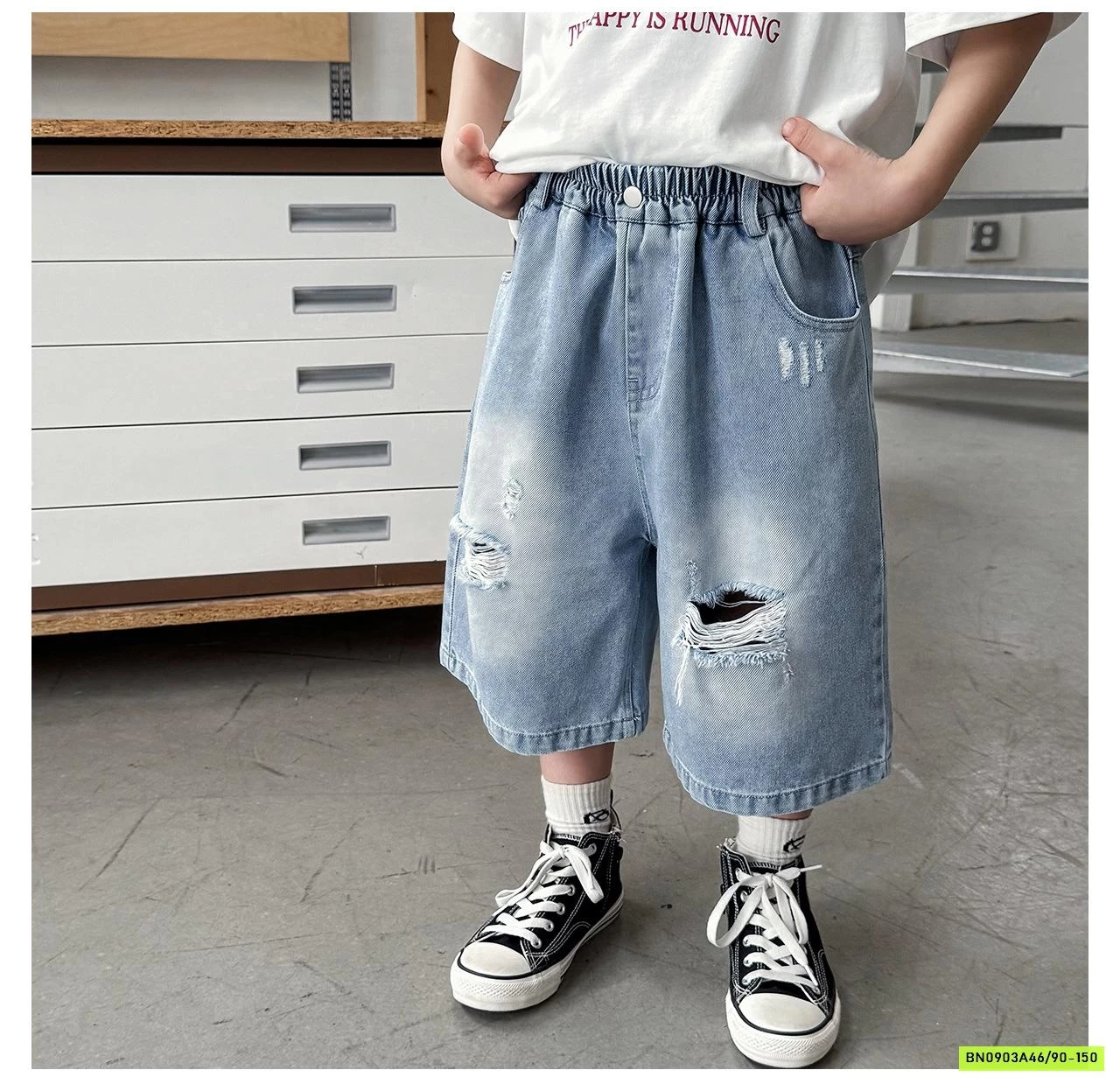 SHORT JEANS RÁCH GỐI AX6065 AOAOKIDS