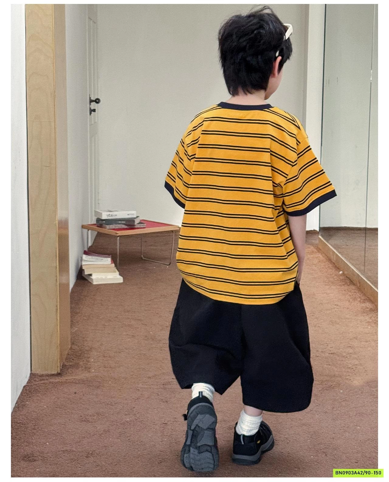 ÁO THUN CAM KẺ ĐEN AX6006 AOAOKIDS