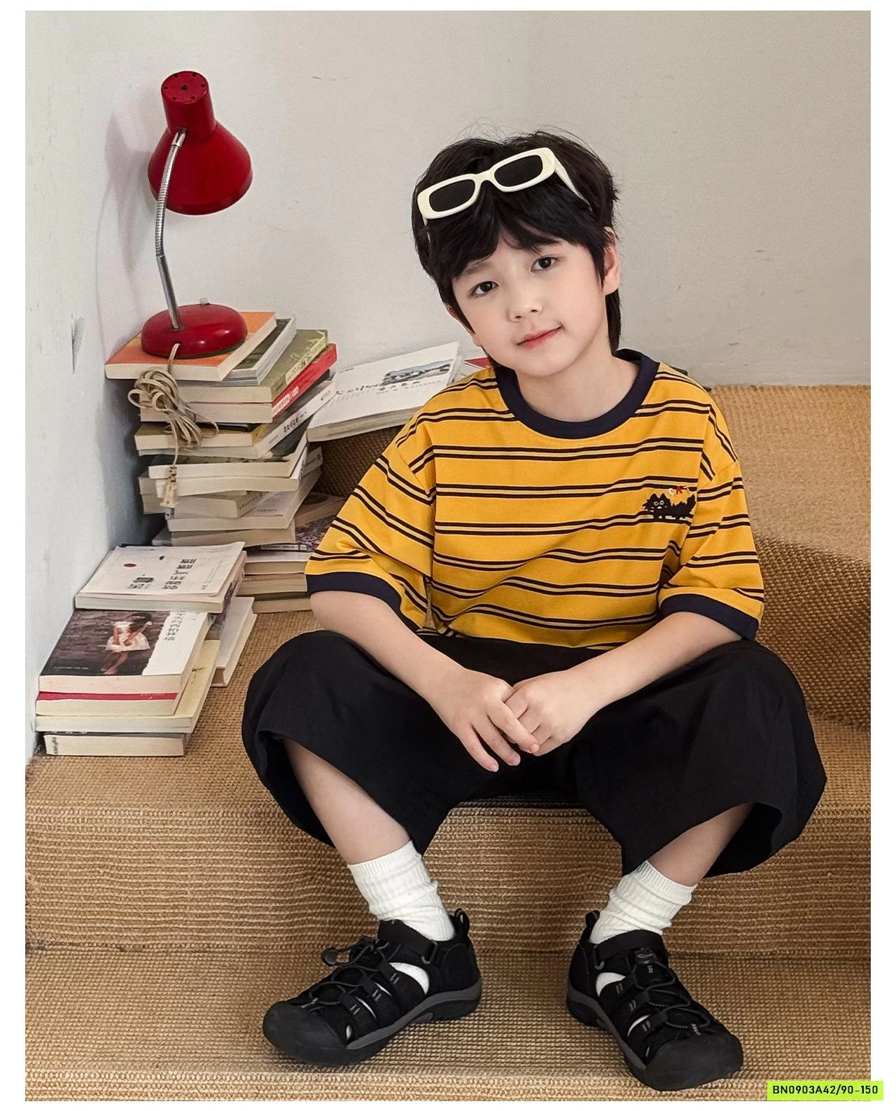 ÁO THUN CAM KẺ ĐEN AX6006 AOAOKIDS