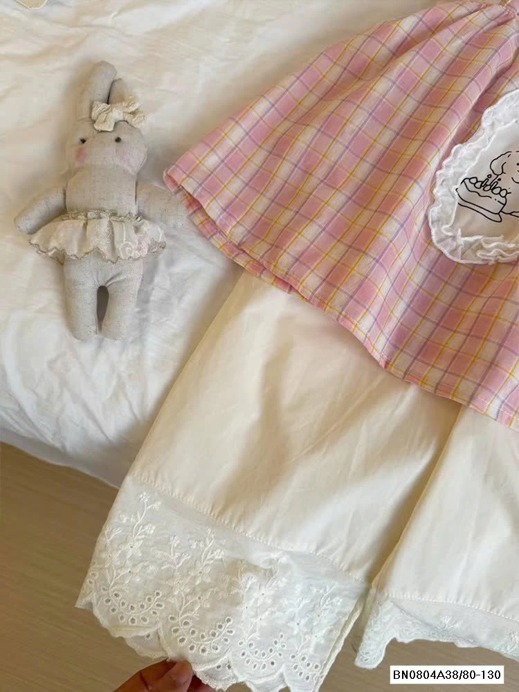 SÉT ÁO CARO HỒNG QUẦN SUÔNG