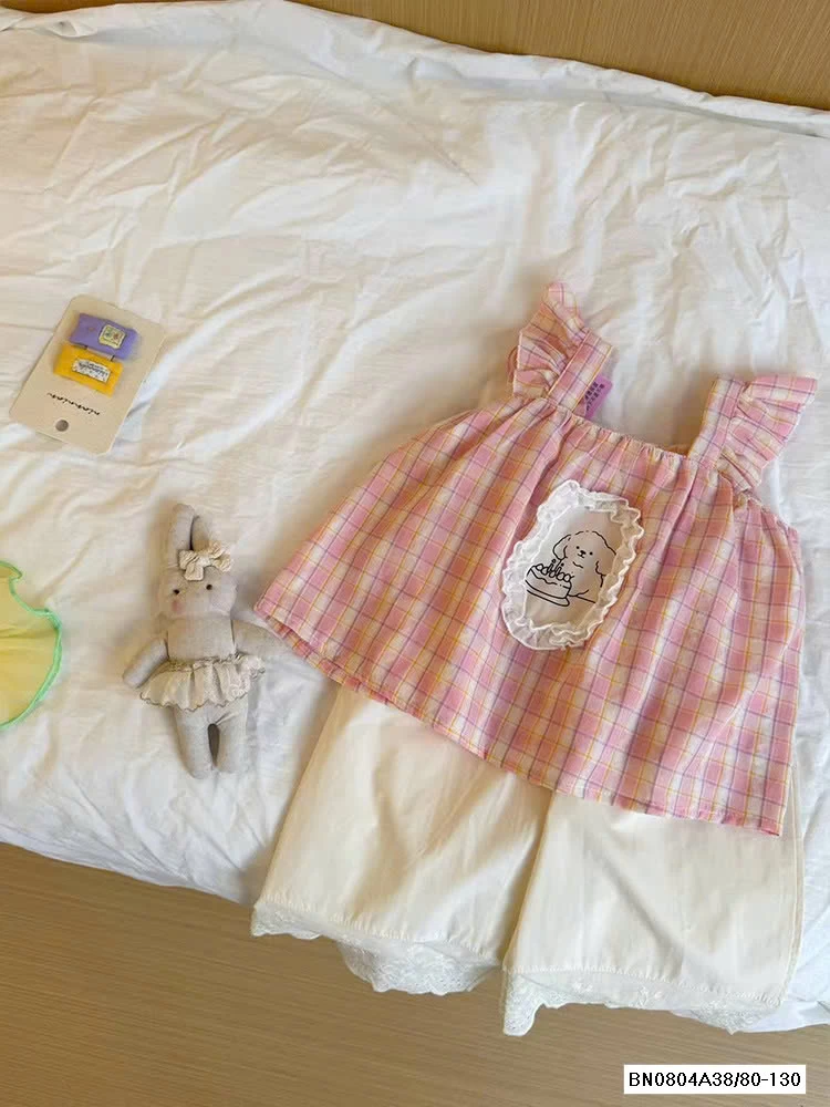 SÉT ÁO CARO HỒNG QUẦN SUÔNG