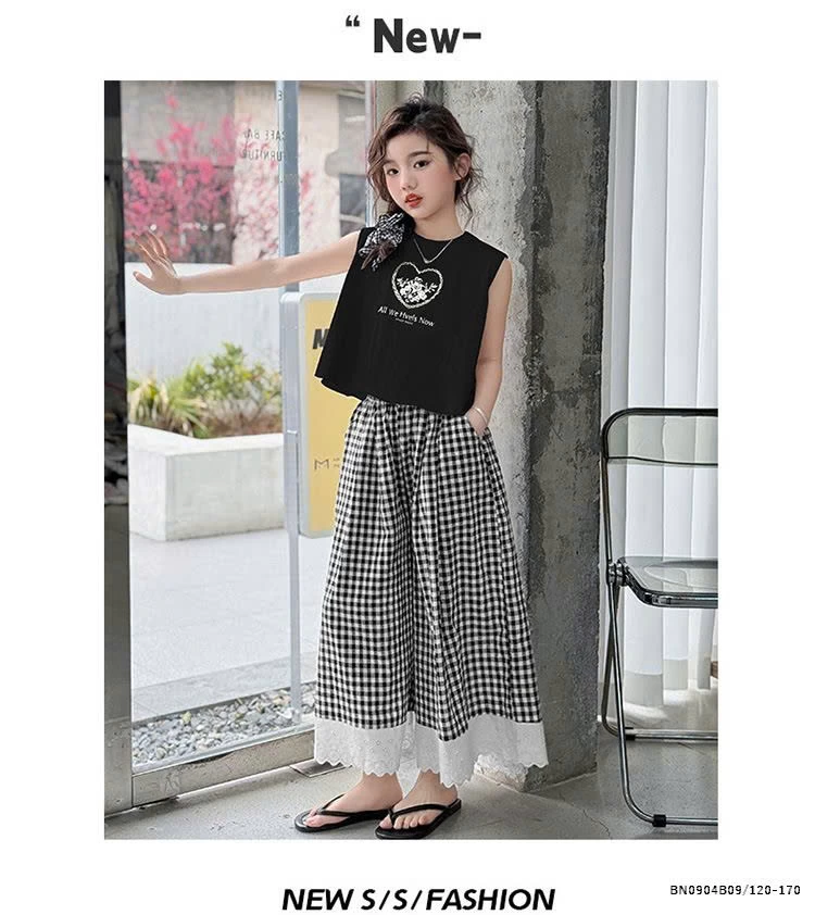 SÉT ÁO SÁT NÁCH QUẦN ỐNG RỘNG CARO