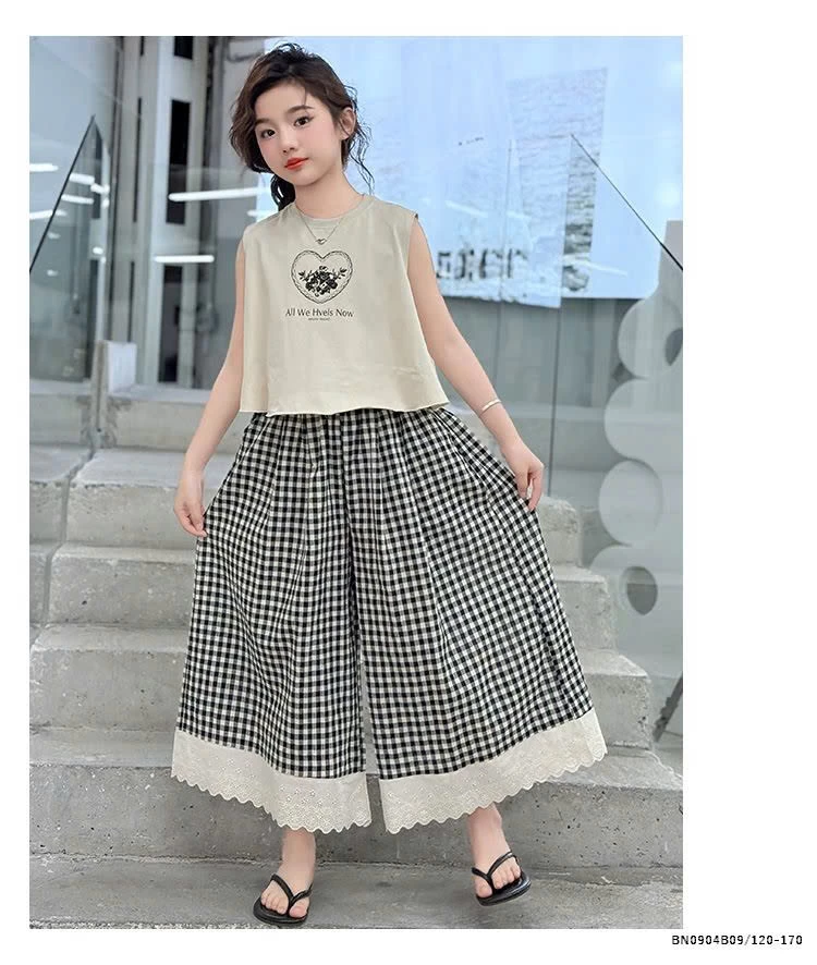 SÉT ÁO SÁT NÁCH QUẦN ỐNG RỘNG CARO