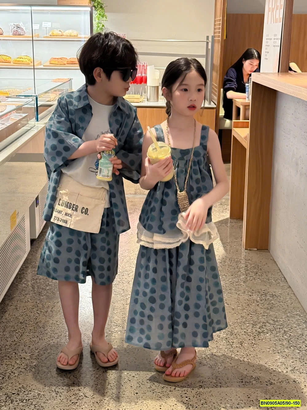 COUPLE XANH CHẤM BI KUMAIKIDS