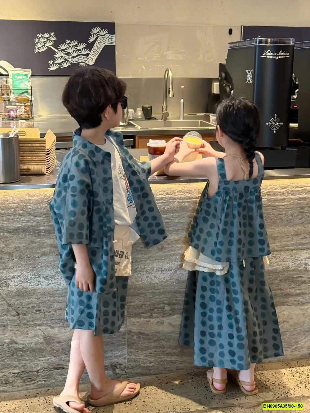 COUPLE XANH CHẤM BI KUMAIKIDS