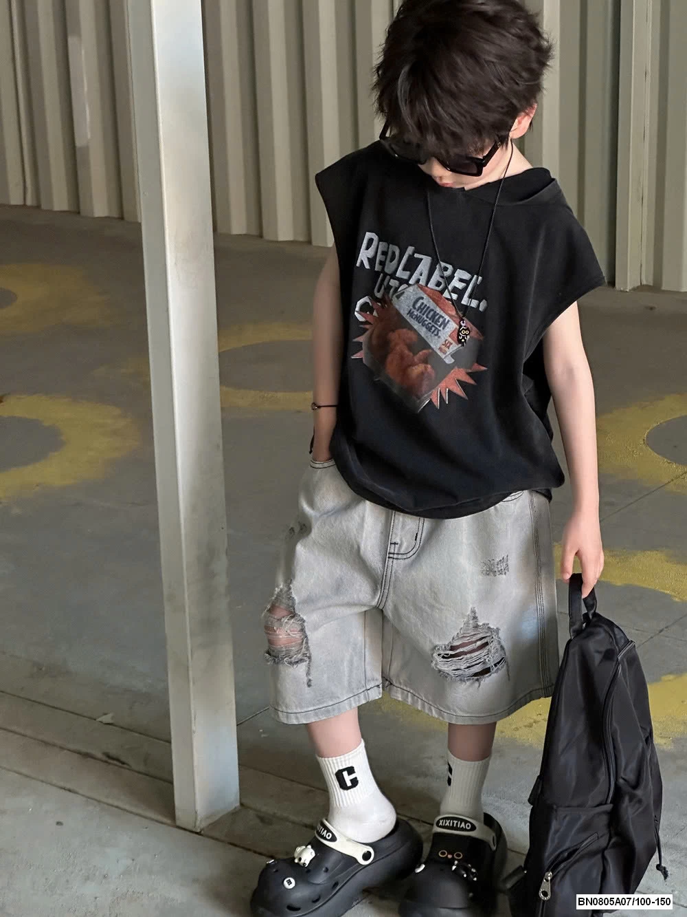 HOODIE SÁT NÁCH MIX JEANS RÁCH