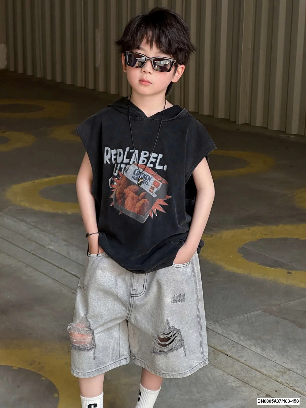 HOODIE SÁT NÁCH MIX JEANS RÁCH