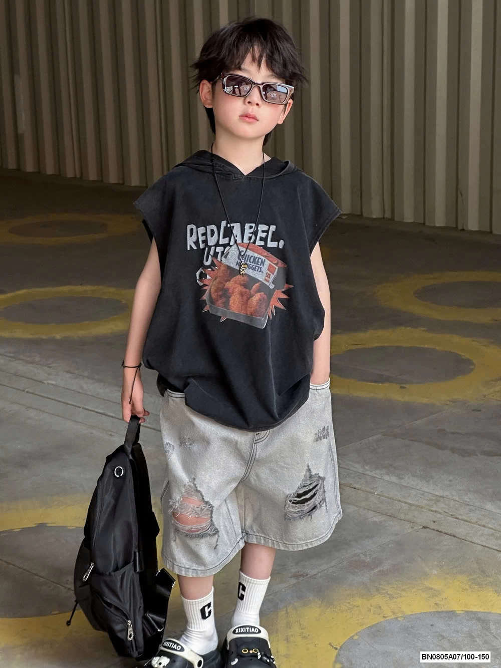 HOODIE SÁT NÁCH MIX JEANS RÁCH