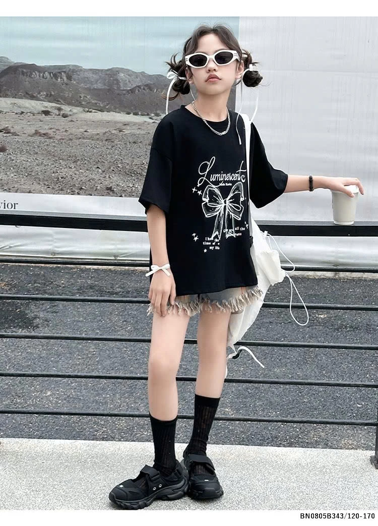 SÉT ÁO THUN NƠ MIX QUẦN SHORT JEAN TUA RUA