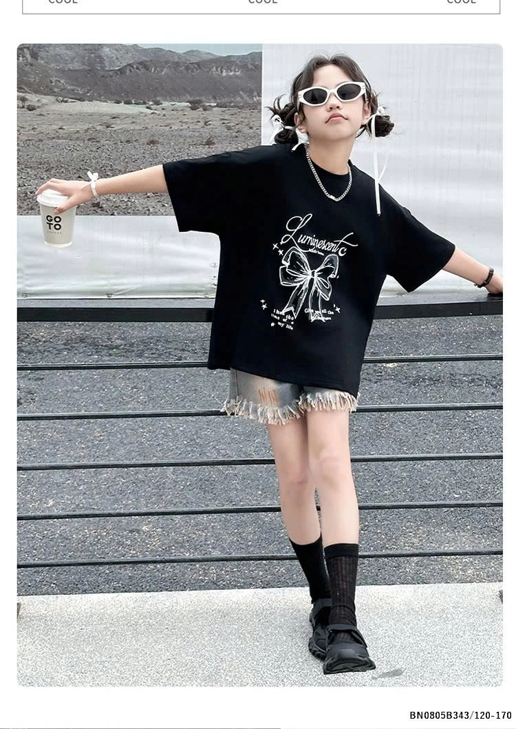 SÉT ÁO THUN NƠ MIX QUẦN SHORT JEAN TUA RUA