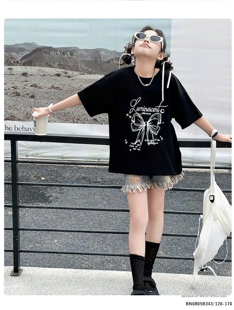 SÉT ÁO THUN NƠ MIX QUẦN SHORT JEAN TUA RUA