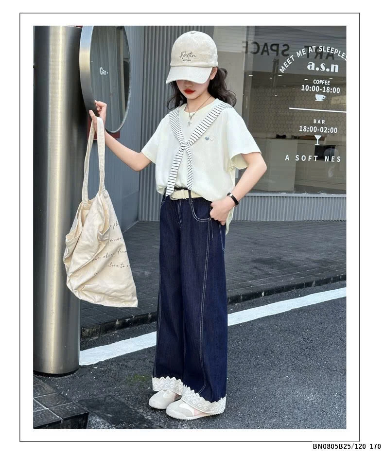 SÉT ÁO THUN LIỀN KHĂN MIX QUẦN JEAN SUÔNG