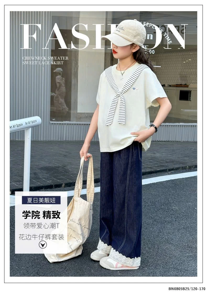 SÉT ÁO THUN LIỀN KHĂN MIX QUẦN JEAN SUÔNG