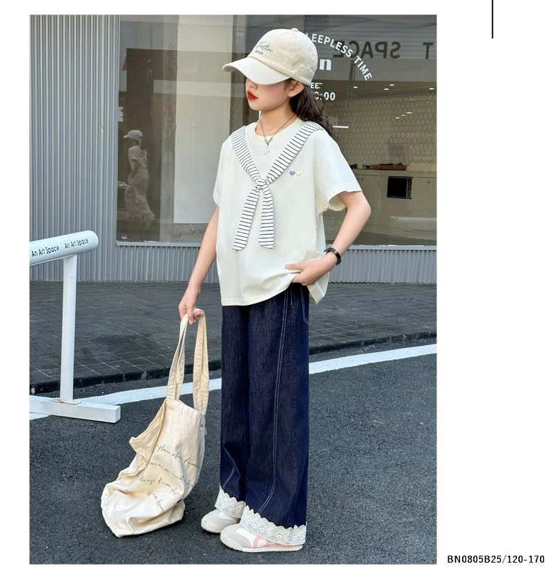 SÉT ÁO THUN LIỀN KHĂN MIX QUẦN JEAN SUÔNG