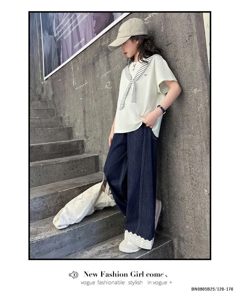 SÉT ÁO THUN LIỀN KHĂN MIX QUẦN JEAN SUÔNG