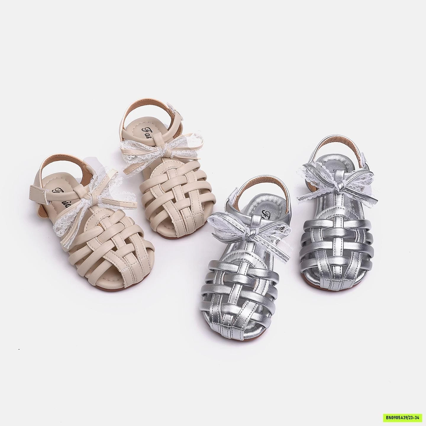 SANDAL RỌ ĐAN BUỘC NƠ PHỐI REN