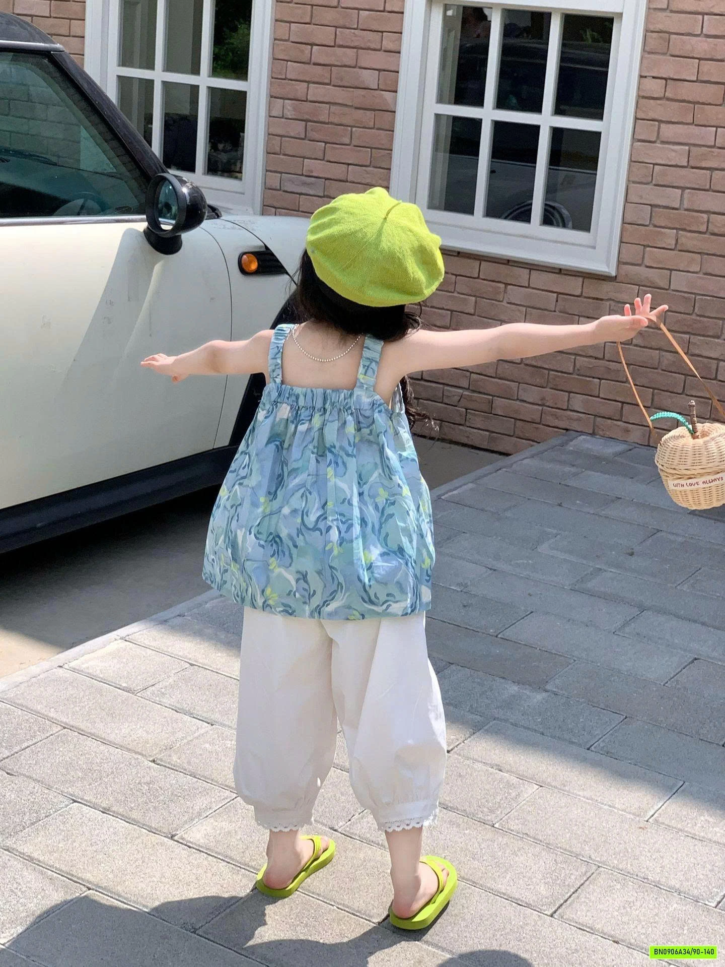 ÁO 2 DÂY HOA XANH MIX QUẦN BOOM LỠ