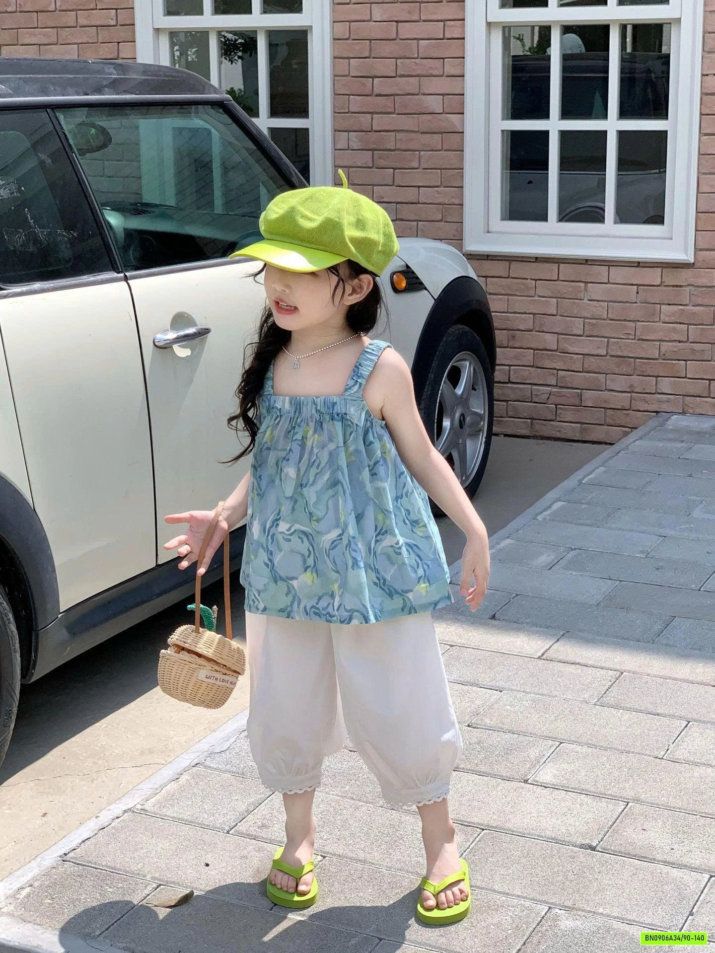 ÁO 2 DÂY HOA XANH MIX QUẦN BOOM LỠ