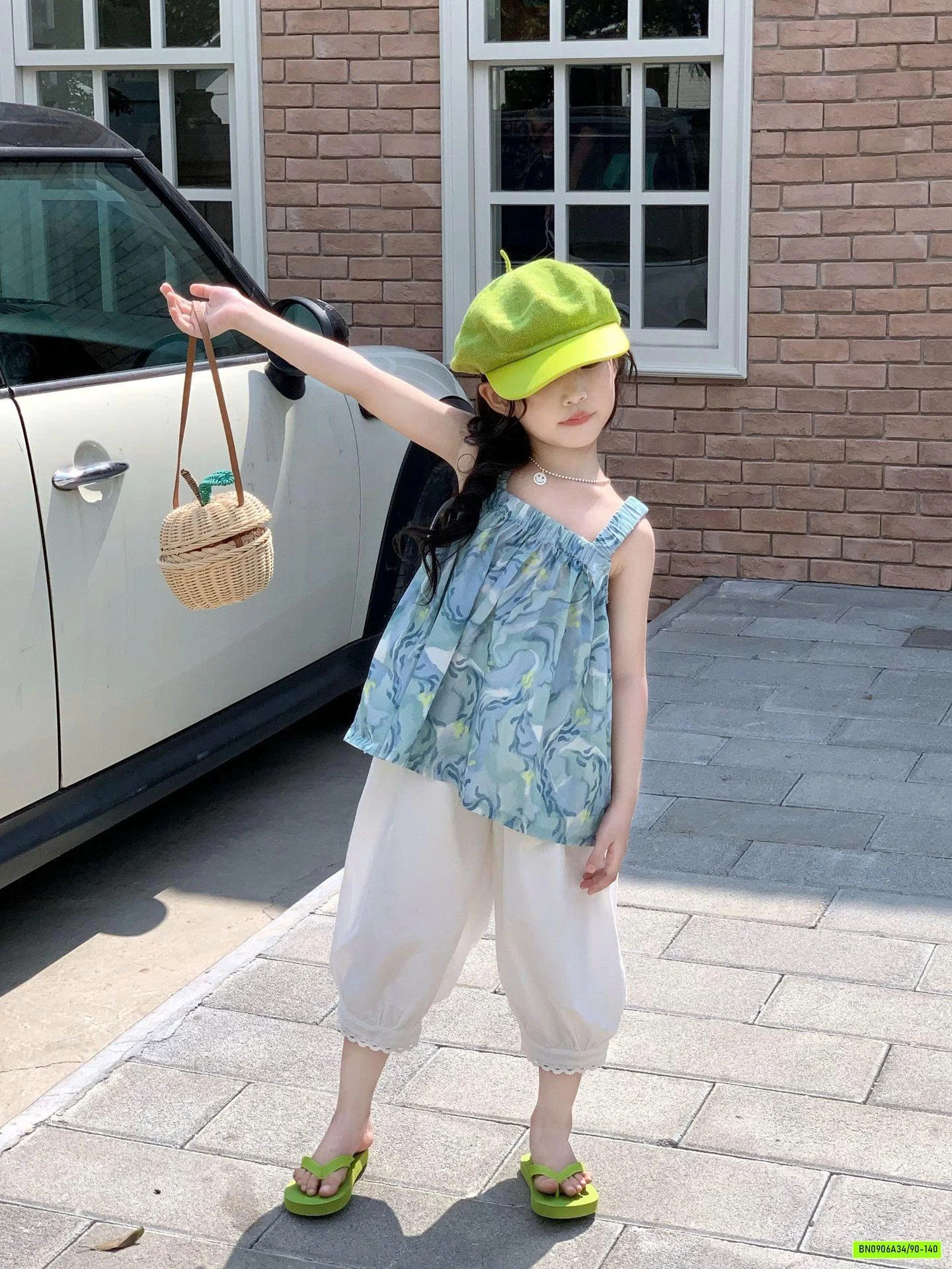 ÁO 2 DÂY HOA XANH MIX QUẦN BOOM LỠ