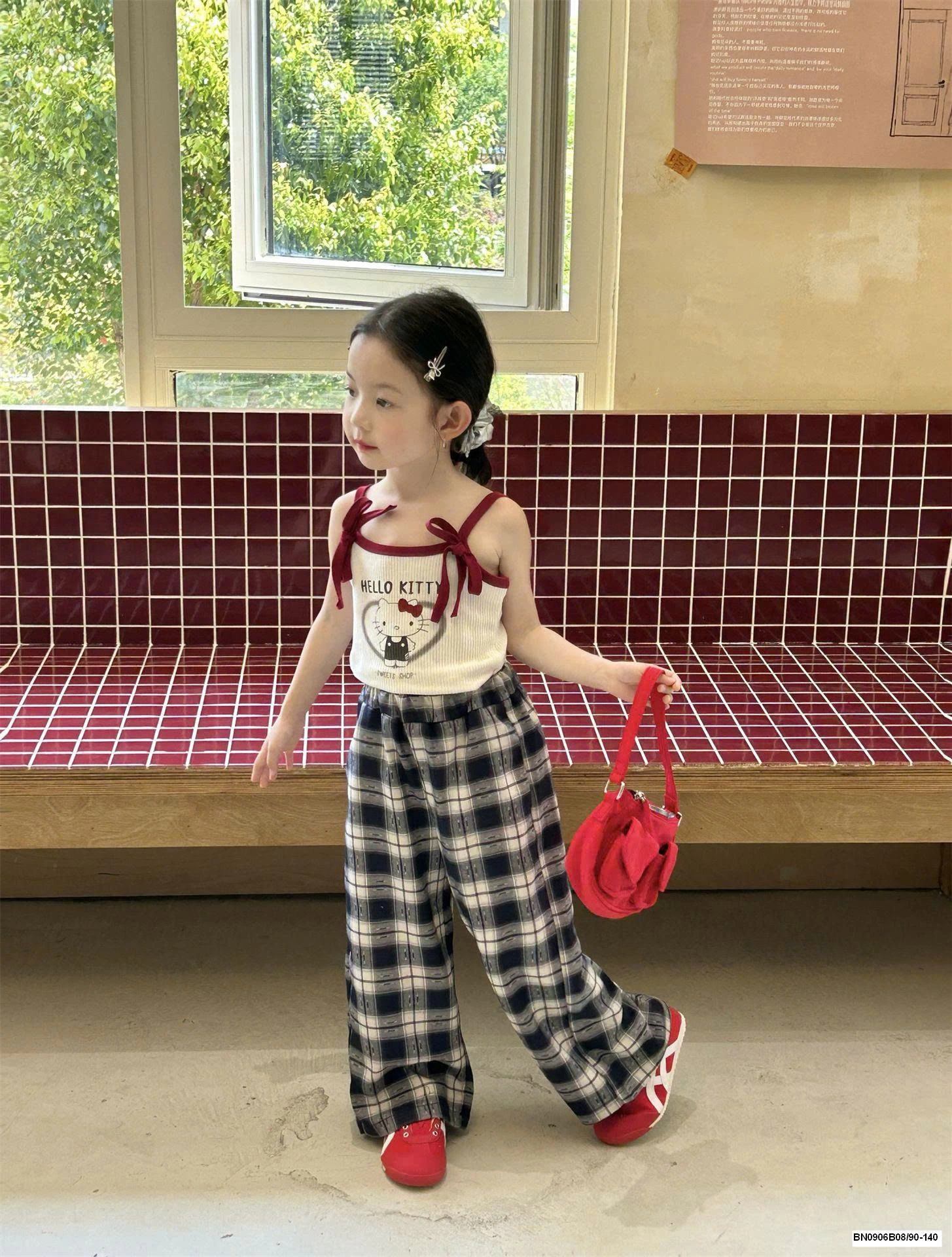 SET ÁO 2 DÂY HELLO KITTY MIX SUÔNG KẺ