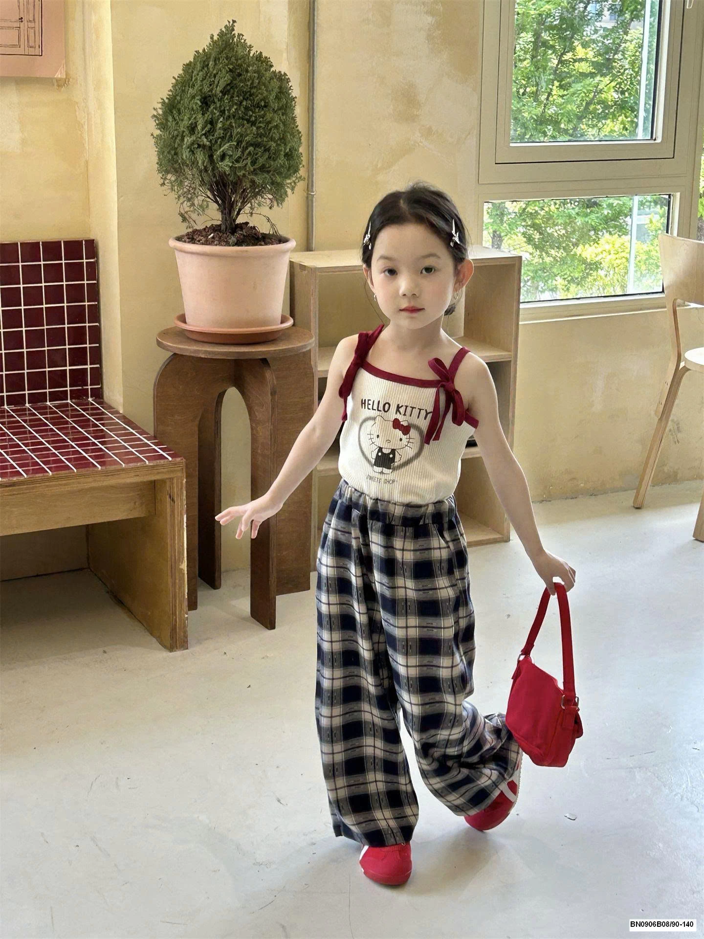 SET ÁO 2 DÂY HELLO KITTY MIX SUÔNG KẺ