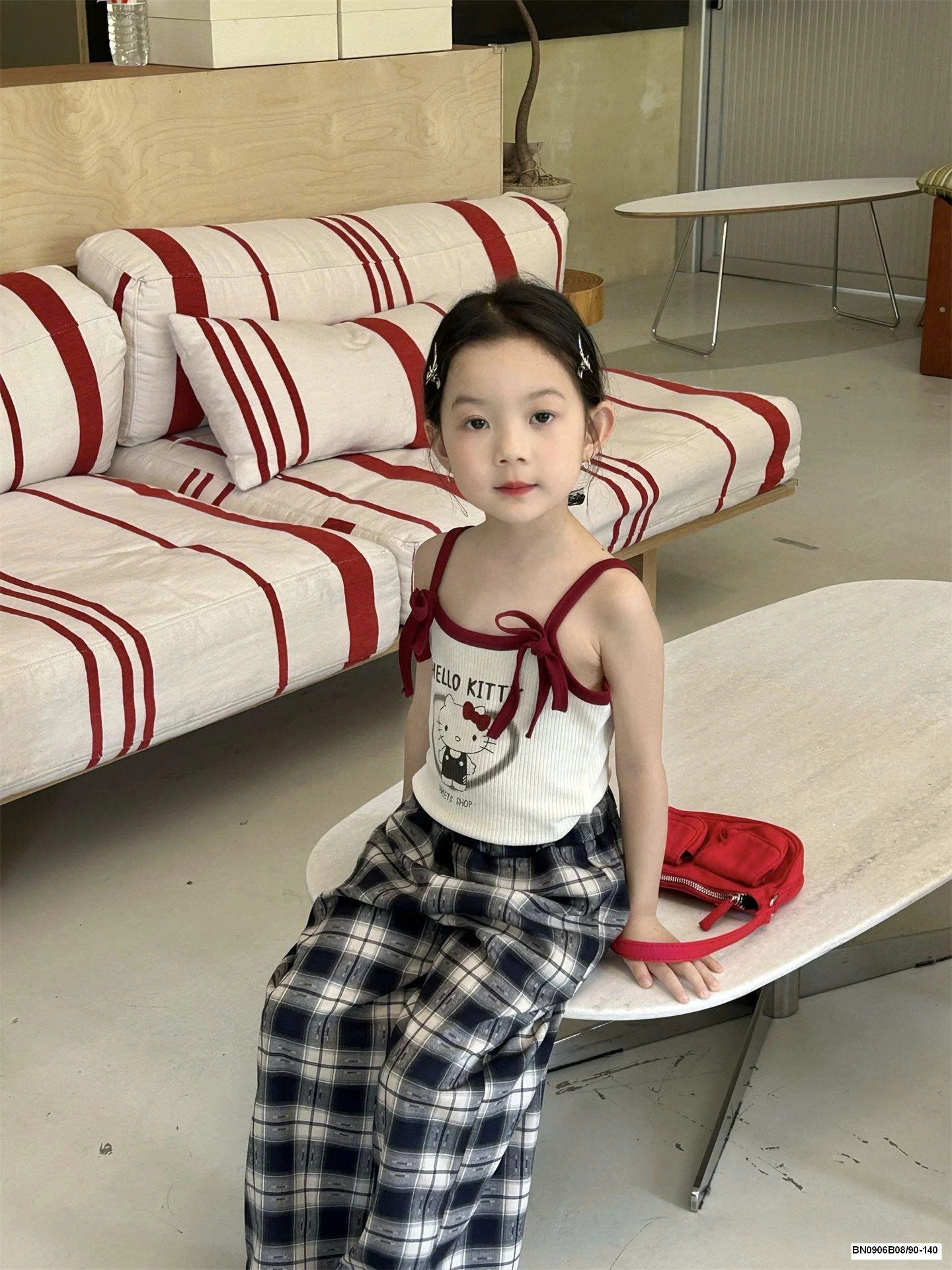 SET ÁO 2 DÂY HELLO KITTY MIX SUÔNG KẺ