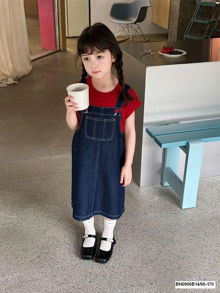 Set yếm jean mix áo thun  AMBB  25D073