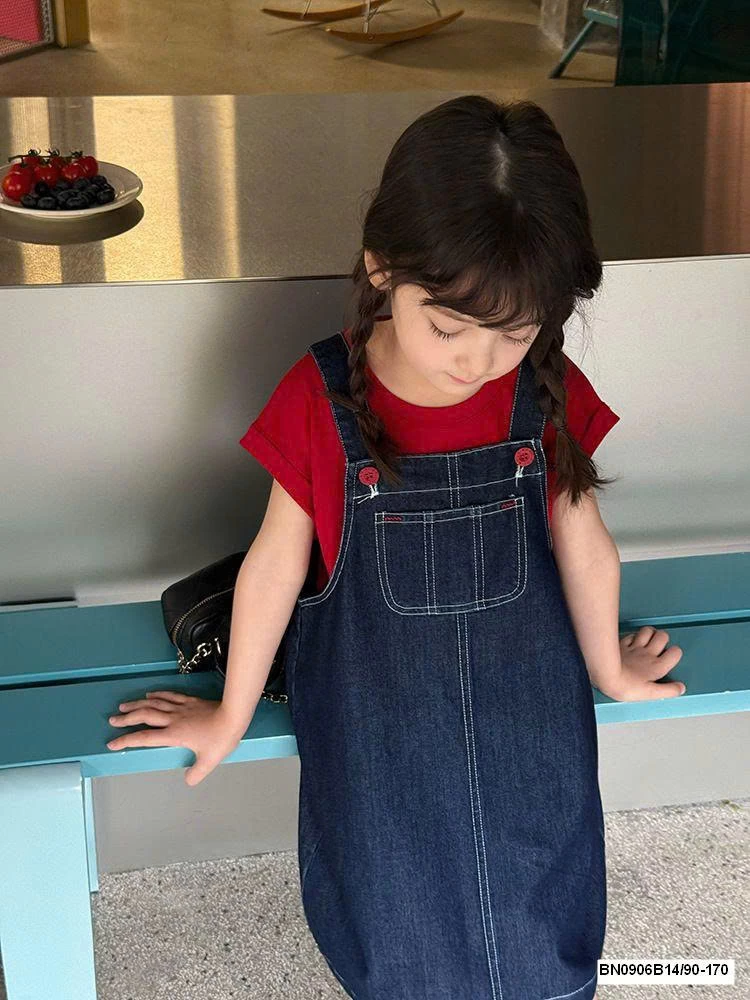 Set yếm jean mix áo thun  AMBB  25D073
