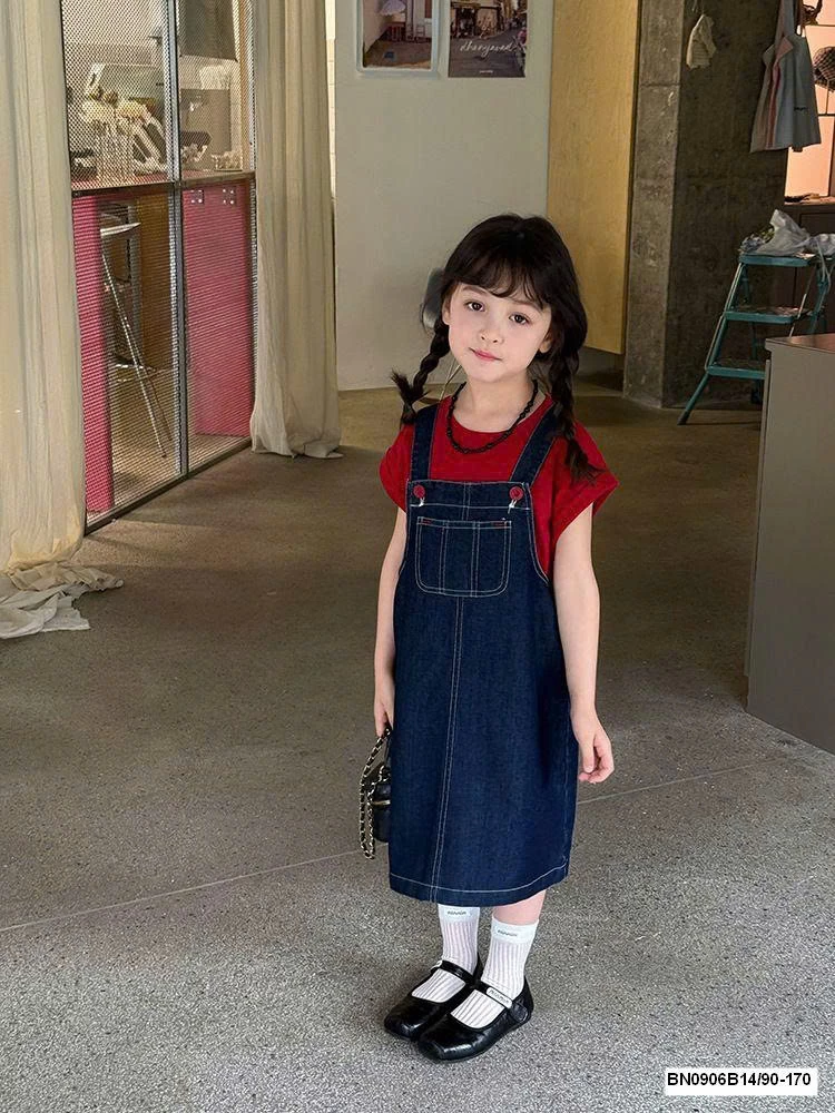 Set yếm jean mix áo thun  AMBB  25D073