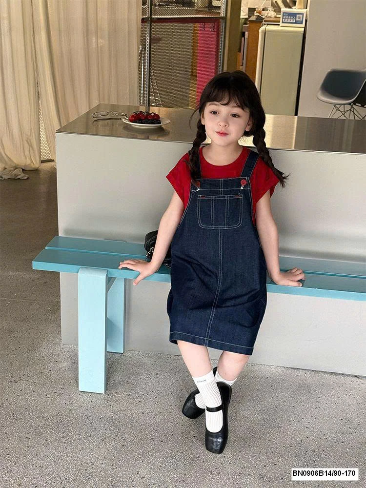 Set yếm jean mix áo thun  AMBB  25D073