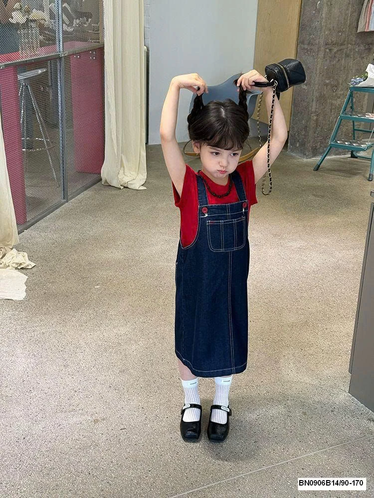 Set yếm jean mix áo thun  AMBB  25D073
