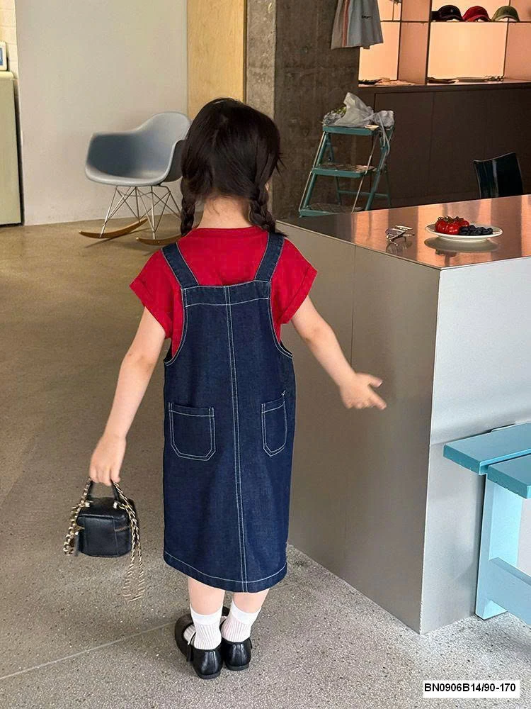 Set yếm jean mix áo thun  AMBB  25D073