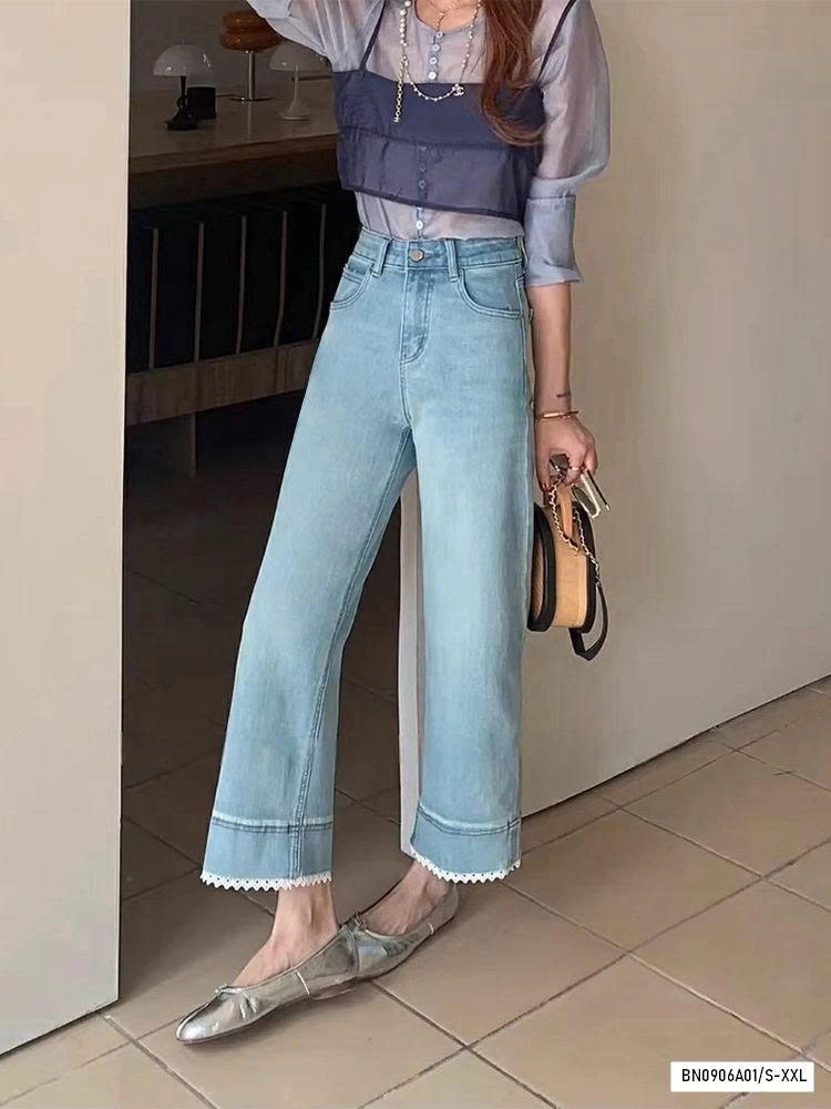 JEANS SUÔNG VIỀN REN