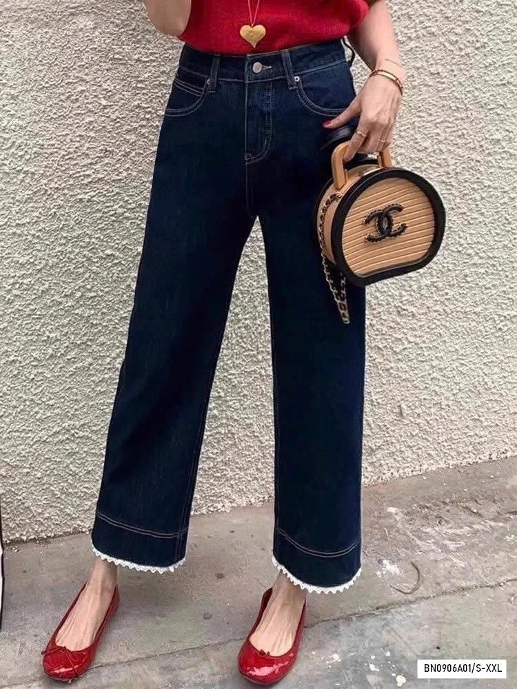 JEANS SUÔNG VIỀN REN