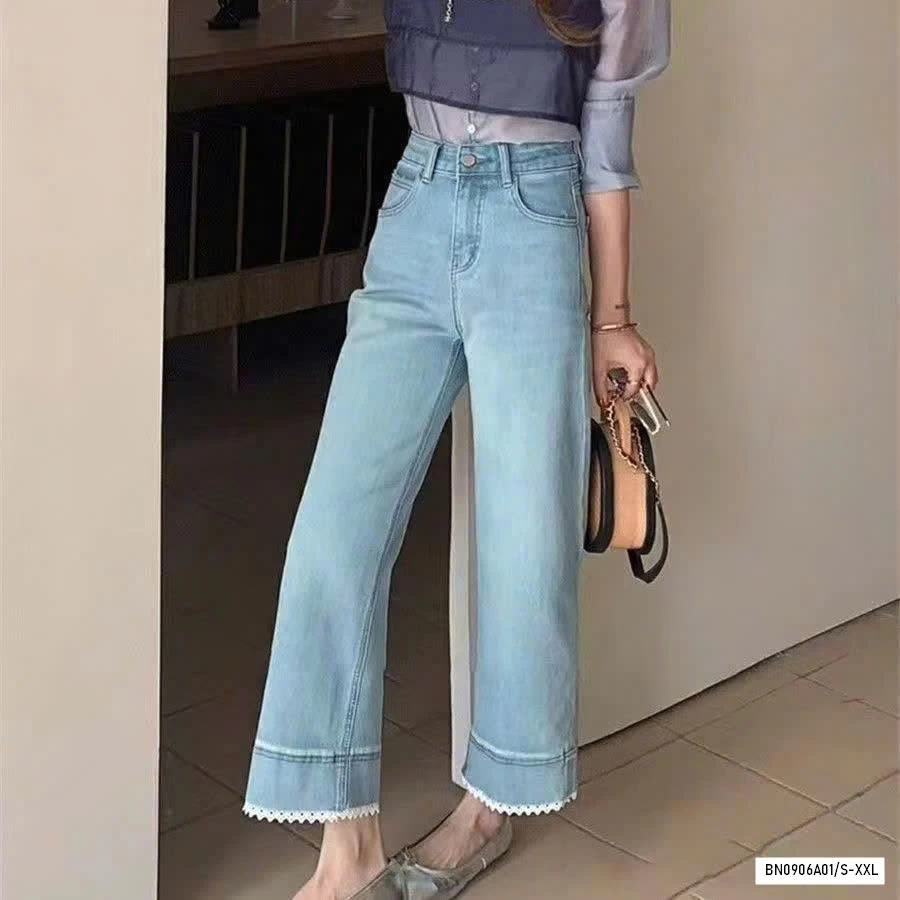 JEANS SUÔNG VIỀN REN
