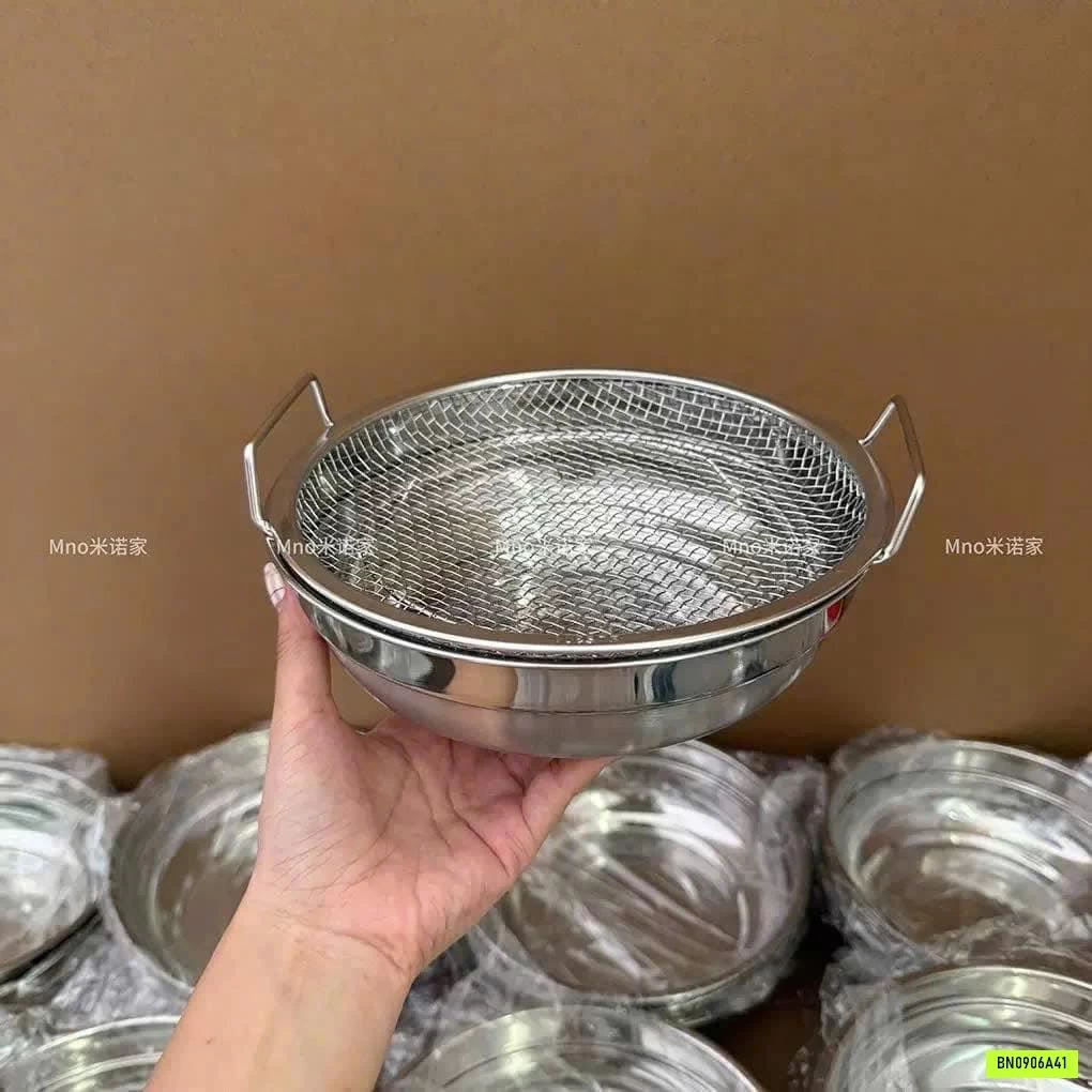 SET KHAY RỔ RÁO DẦU CAO CẤP INOX 304