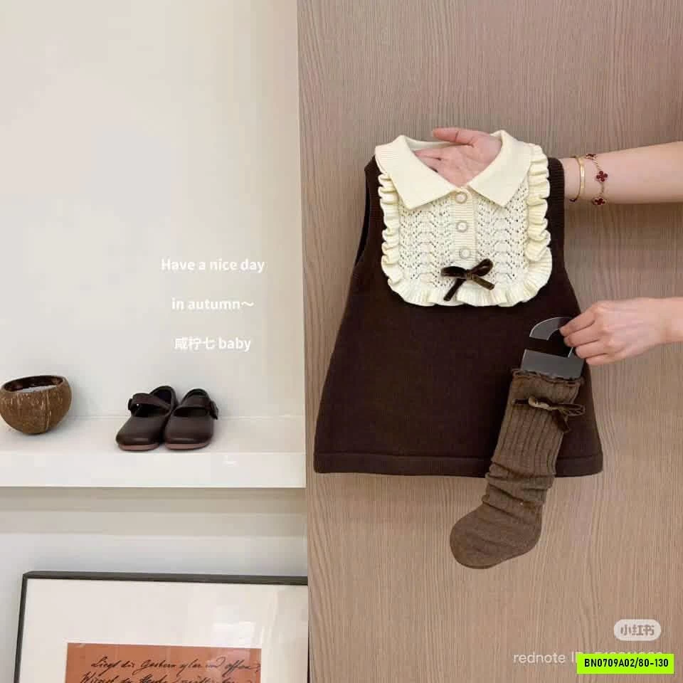 ĐẦM LEN PHỐI CỔ BÈO TIỂU THƯ TBABY