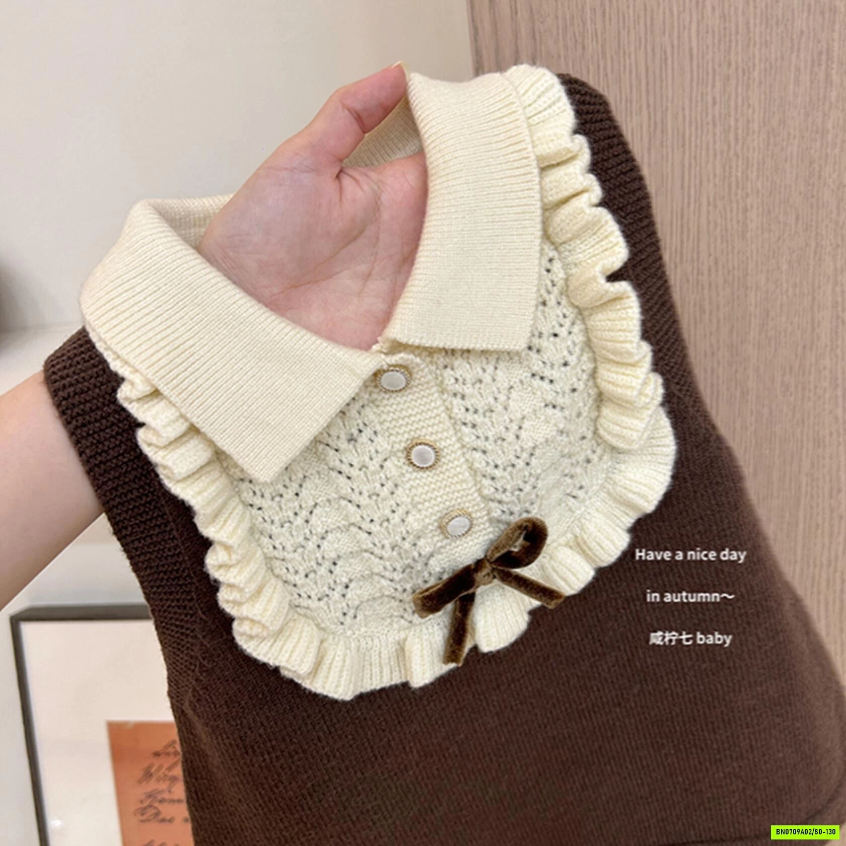 ĐẦM LEN PHỐI CỔ BÈO TIỂU THƯ TBABY