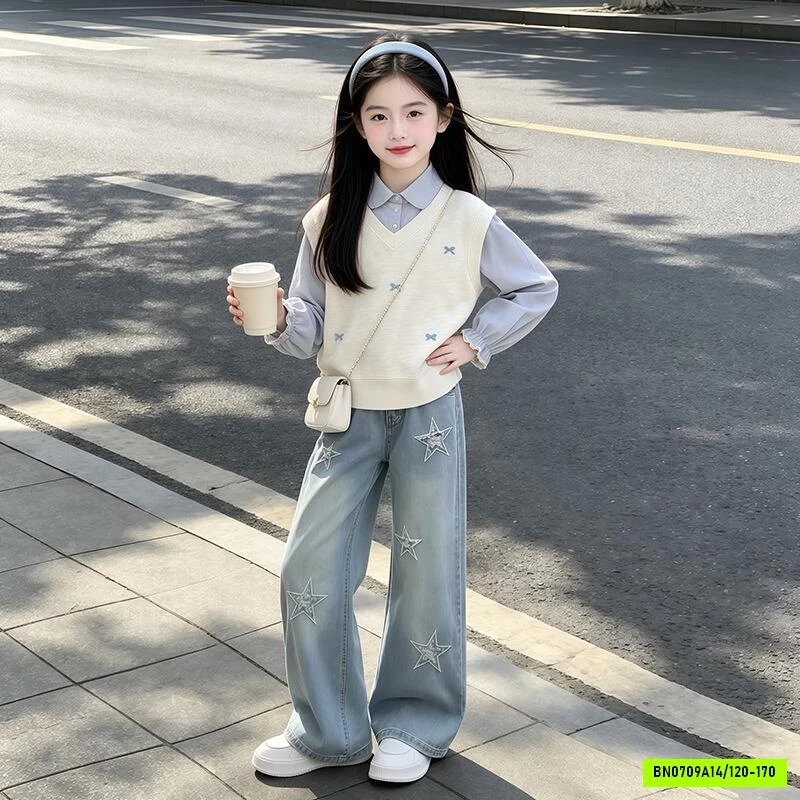 ÁO GIẢ GILE MIX JEANS SUÔNG