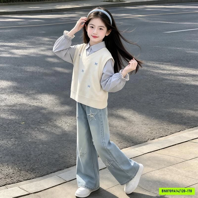 ÁO GIẢ GILE MIX JEANS SUÔNG