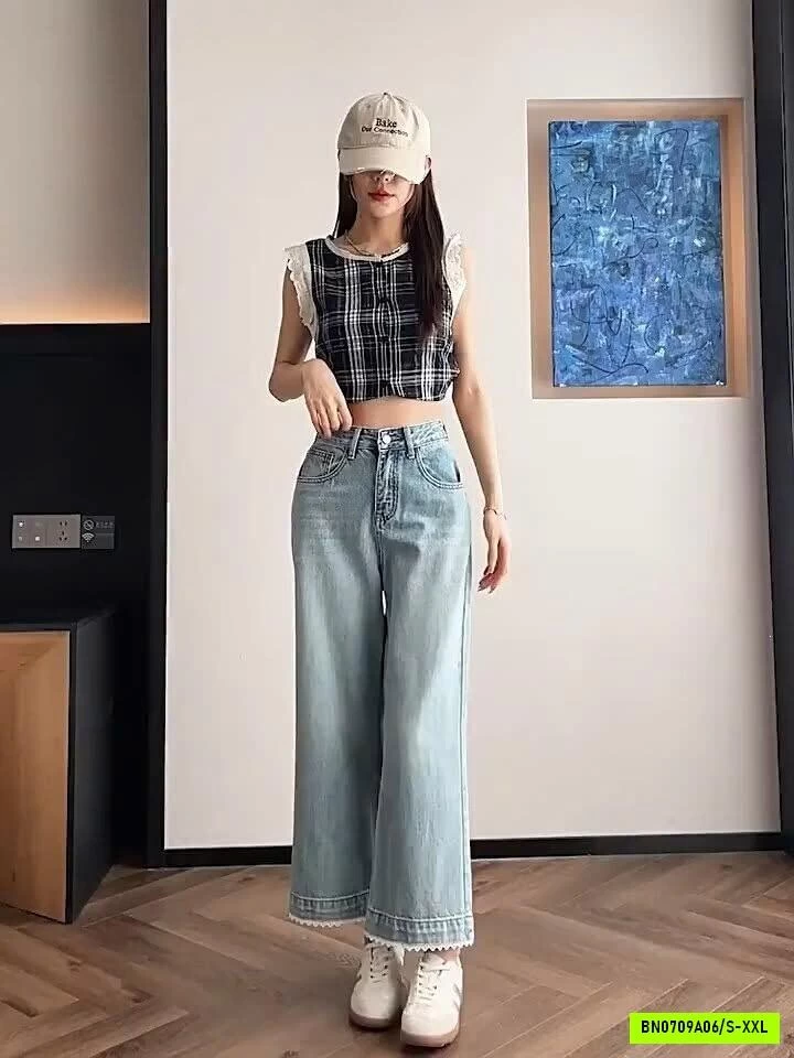 QUẦN JEAN SUÔNG VIỀN REN