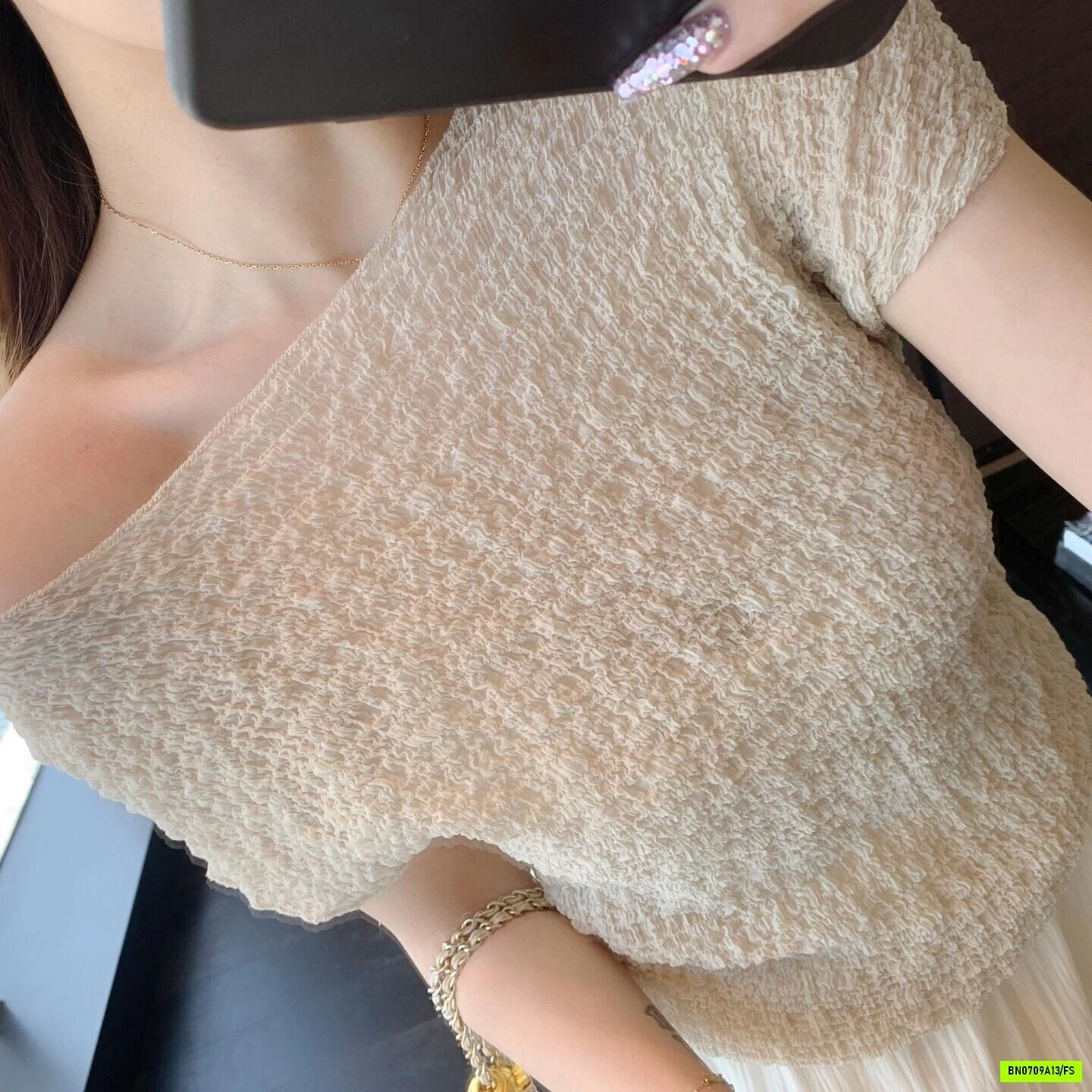 ÁO THUN GIẤY NHÚN CỔ THUYỀN