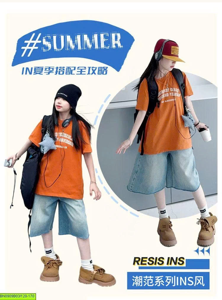 SÉT QUẦN NGỐ JEAN MIX ÁO CAM