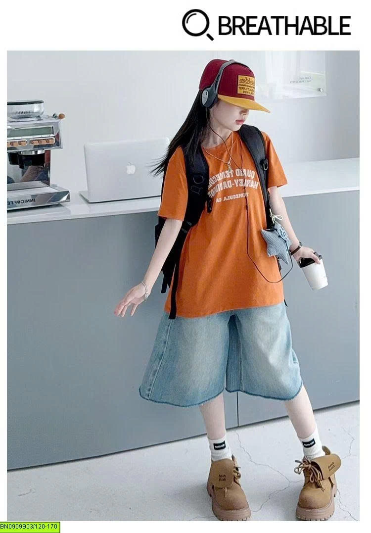 SÉT QUẦN NGỐ JEAN MIX ÁO CAM