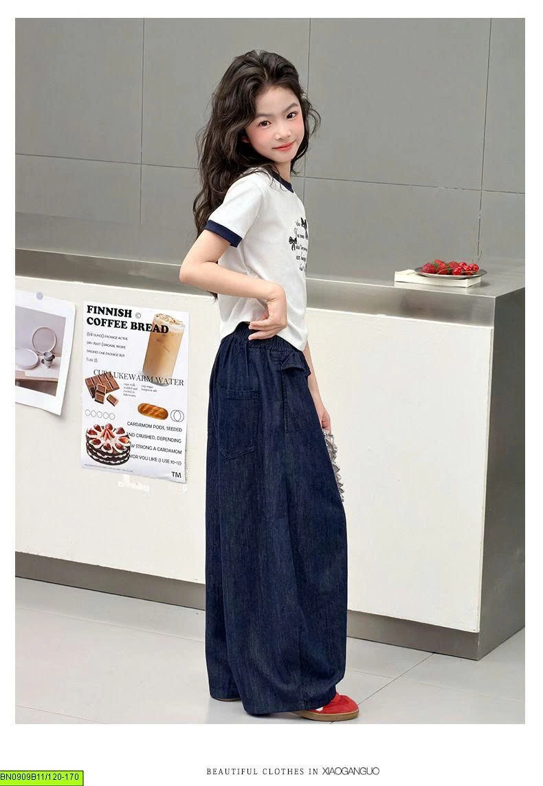 QUẦN DENIM PHỐI BÈO BÉ GÁI
